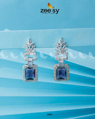 Lilac Geometric Drop Earrings Silver Blue - Zeesy Jewellery
