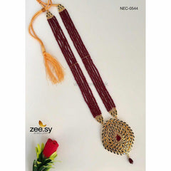 MAHNOOR MALLA NECKLACE-0544 Red - Zeesy Jewellery