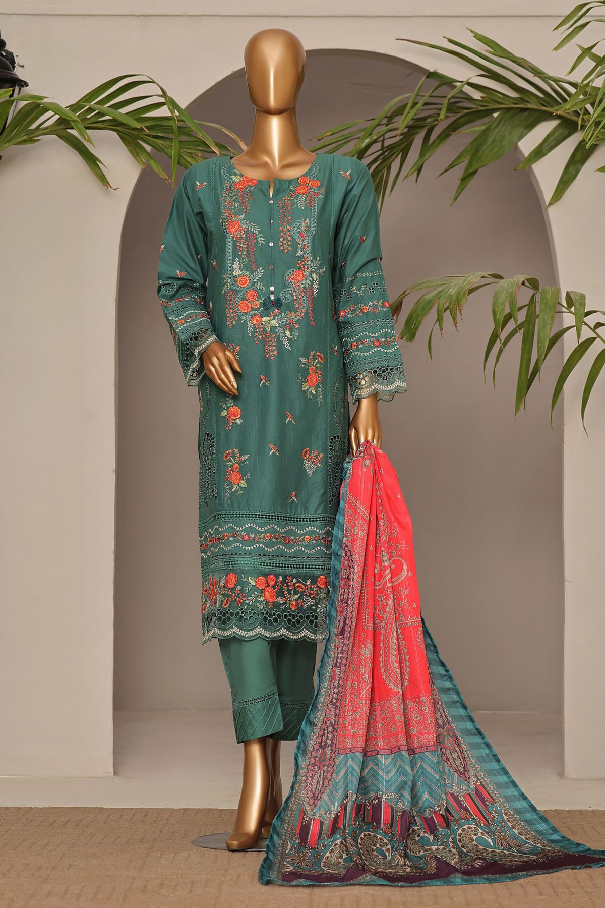 Sada Bahar Stitched 3 Piece Luxury Emb Festive Vol-04 Collection'2024-MK-03-Teal