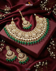 Magnificat Wide Gilded Bridal Set Golden Green - Zeesy Jewellery