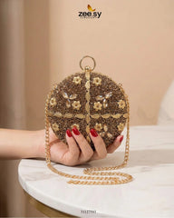Mahogany Leaf Embellished Clutch Bag - Zeesy Jewellery
