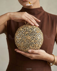 Mahogany Leaf Embellished Clutch Bag - Zeesy Jewellery