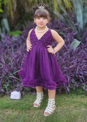 Fairy Bloom by Modest Stitched kids Formals Frock Suit-Violet