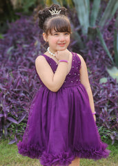 Fairy Bloom by Modest Stitched kids Formals Frock Suit-Violet