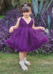 Fairy Bloom by Modest Stitched kids Formals Frock Suit-Violet
