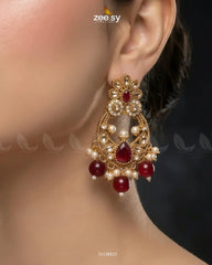 Zeesy-Moon Pearl Stone Necklace Set