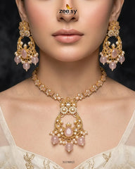 Zeesy-Moon Pearl Stone Necklace Set
