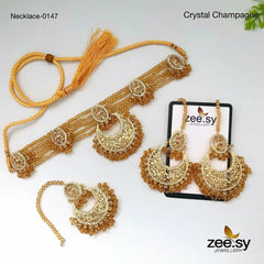 NECKLACE-0147 Crystal Champagne - Zeesy Jewellery