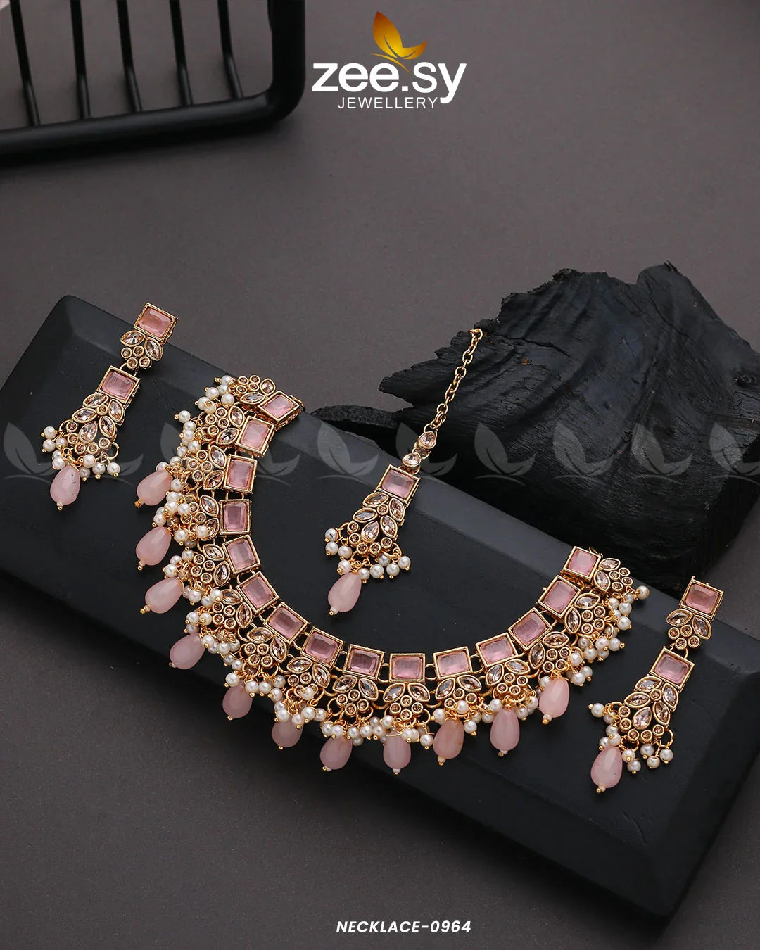 NECKLACE-0964 Pink - Zeesy Jewellery