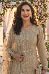 Noorma Kaamal Stitched 3 Piece Emb Raw Silk Suit-NK-RSE-01