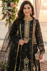 Noorma Kaamal Stitched 3 Piece Emb Raw Silk Suit-NK-RSE-06