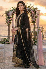 Noorma Kaamal Stitched 3 Piece Emb Raw Silk Suit-NK-RSE-06