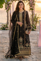 Noorma Kaamal Stitched 3 Piece Emb Raw Silk Suit-NK-RSE-06