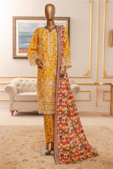 Bin Saeed Stitched 3 Piece Exclusive Chikankari Vol-07 Suit-NSM-2282-Yellow