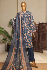 Bin Saeed Stitched 3 Piece Exc Printed Lawn Vol-04 Drop-02 Suit-NSM-2330-Blue