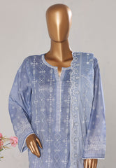 Bin Saeed Stitched 3 Piece Luxury White & White Emb Suit-NSM-2525 BLUE