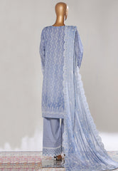Bin Saeed Stitched 3 Piece Luxury White & White Emb Suit-NSM-2525 BLUE