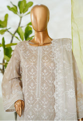 Bin Saeed Stitched 3 Piece Luxury White & White Emb Suit-NSM-2537 SKIN