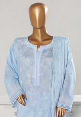 Bin Saeed Stitched 3 Piece Luxury White & White Emb Suit-NSM-2542 FEROZI