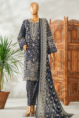 Bin Saeed Stitched 3 Piece Exclusive Emb Lawn Vol-02 Suit-NSM-2649 BLUE