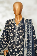 Bin Saeed Stitched 3 Piece Exclusive Emb Lawn Vol-02 Suit-NSM-2653 BLUE