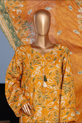 Bin Saeed Stitched 3 Piece Exclusive Emb Lawn Pintex Suit-NSM-2694 YELLOW