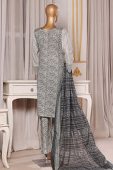 Bin Saeed Stitched 3 Piece Luxury Chikankari & Laserkari Suit-NSM-2778-GRAY