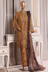 Bin Saeed Stitched 3 Piece Luxury Chikankari & Laserkari Suit-NSM-2780-MUSTARD