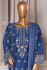 Bin Saeed Stitched 3 Piece Luxury Chikankari & Laserkari Suit-NSM-2781-BLUE