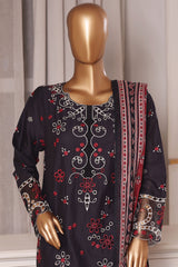 Bin Saeed Stitched 3 Piece Luxury Chikankari & Laserkari Suit-NSM-2782-BLUE