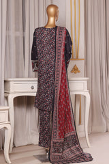 Bin Saeed Stitched 3 Piece Luxury Chikankari & Laserkari Suit-NSM-2782-BLUE