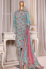 Bin Saeed Stitched 3 Piece Luxury Chikankari & Laserkari Suit-NSM-2783-S.BLUE