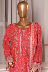 Bin Saeed Stitched 3 Piece Luxury Chikankari & Laserkari Suit-NSM-2784-PINK