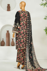 Bin Saeed Stitched 3 Piece Luxury Emb Lawn Vol-01 Suit-NSM-2787-BLACK