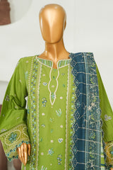 Bin Saeed Stitched 3 Piece Luxury Emb Lawn Vol-01 Suit-NSM-2789-GREEN