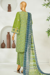 Bin Saeed Stitched 3 Piece Luxury Emb Lawn Vol-01 Suit-NSM-2789-GREEN