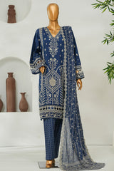 Bin Saeed Stitched 3 Piece Luxury Emb Lawn Vol-01 Suit-NSM-2790-BLUE