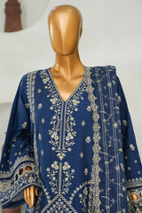 Bin Saeed Stitched 3 Piece Luxury Emb Lawn Vol-01 Suit-NSM-2790-BLUE
