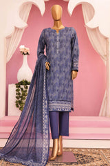 HZ Platinum Unstitched 3 Piece Digital Printed Lawn Suit-PPC-76