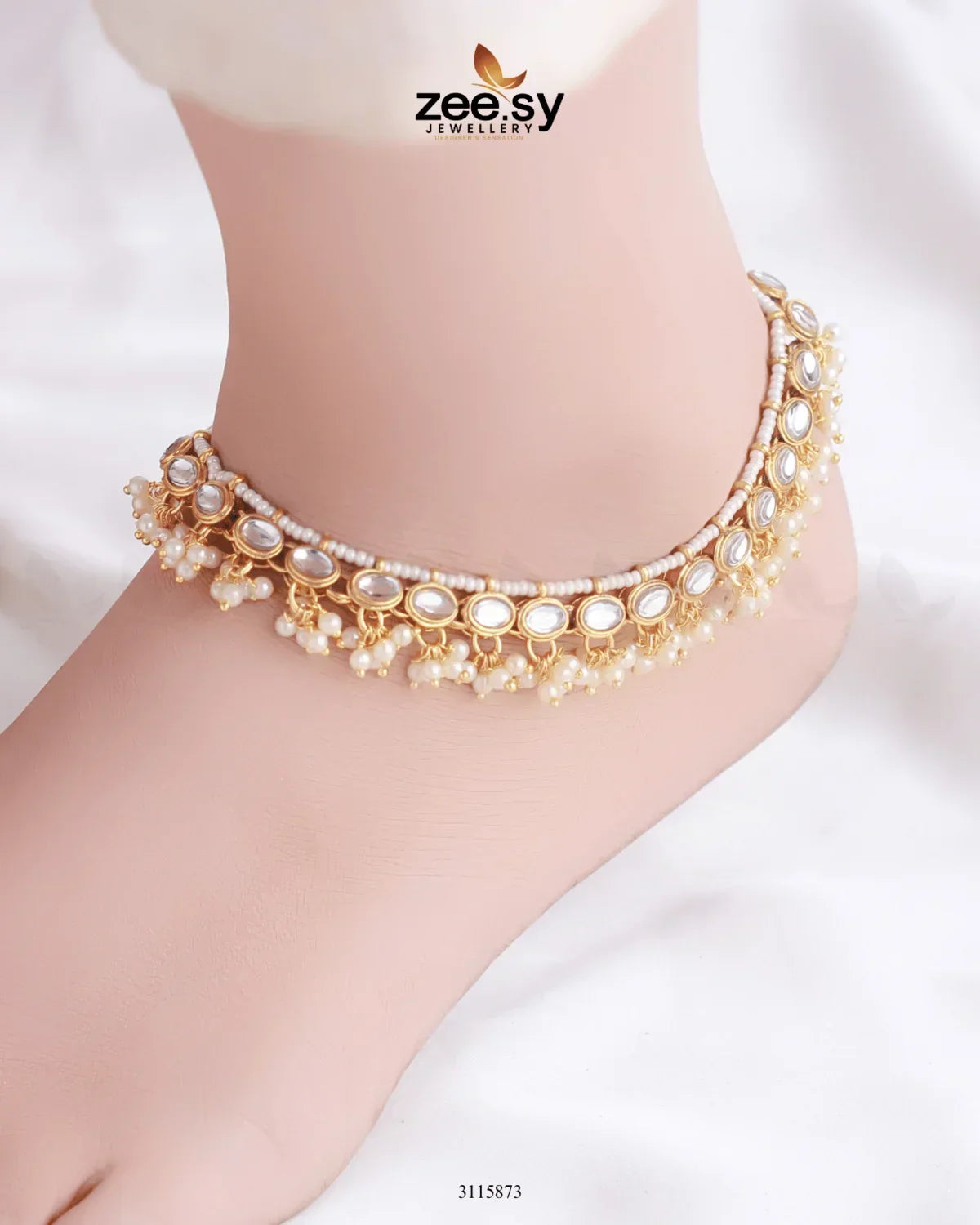 Sorano Anklets Golden White - Zeesy Jewellery
