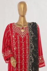 Bin Saeed Stitched 3 Piece Luxury Emb Chiffon Suit-RTSC-1553-Red