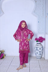 Mummmy & Me By Suntex Stitched 3 Piece Kids Emb Chikankari Lawn Suit-SH-2638