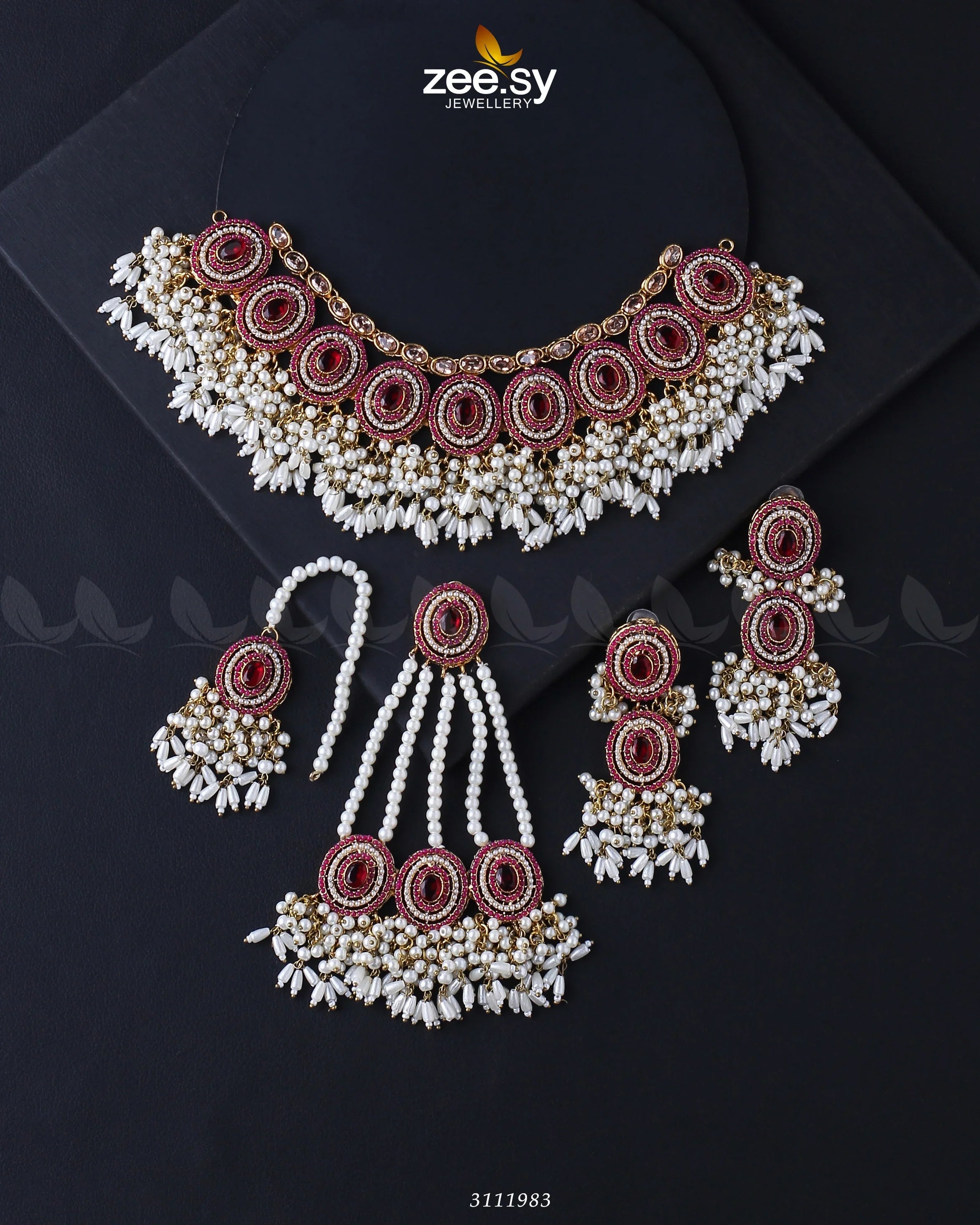 Priyanka Bridal Sets Golden Red - Zeesy Jewellery