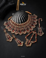 Resham Bridal Set Golden Red - Zeesy Jewellery
