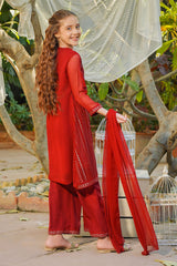 Ochre Clothing Chiffon Embroidered 3 Pc Suit-EM-70