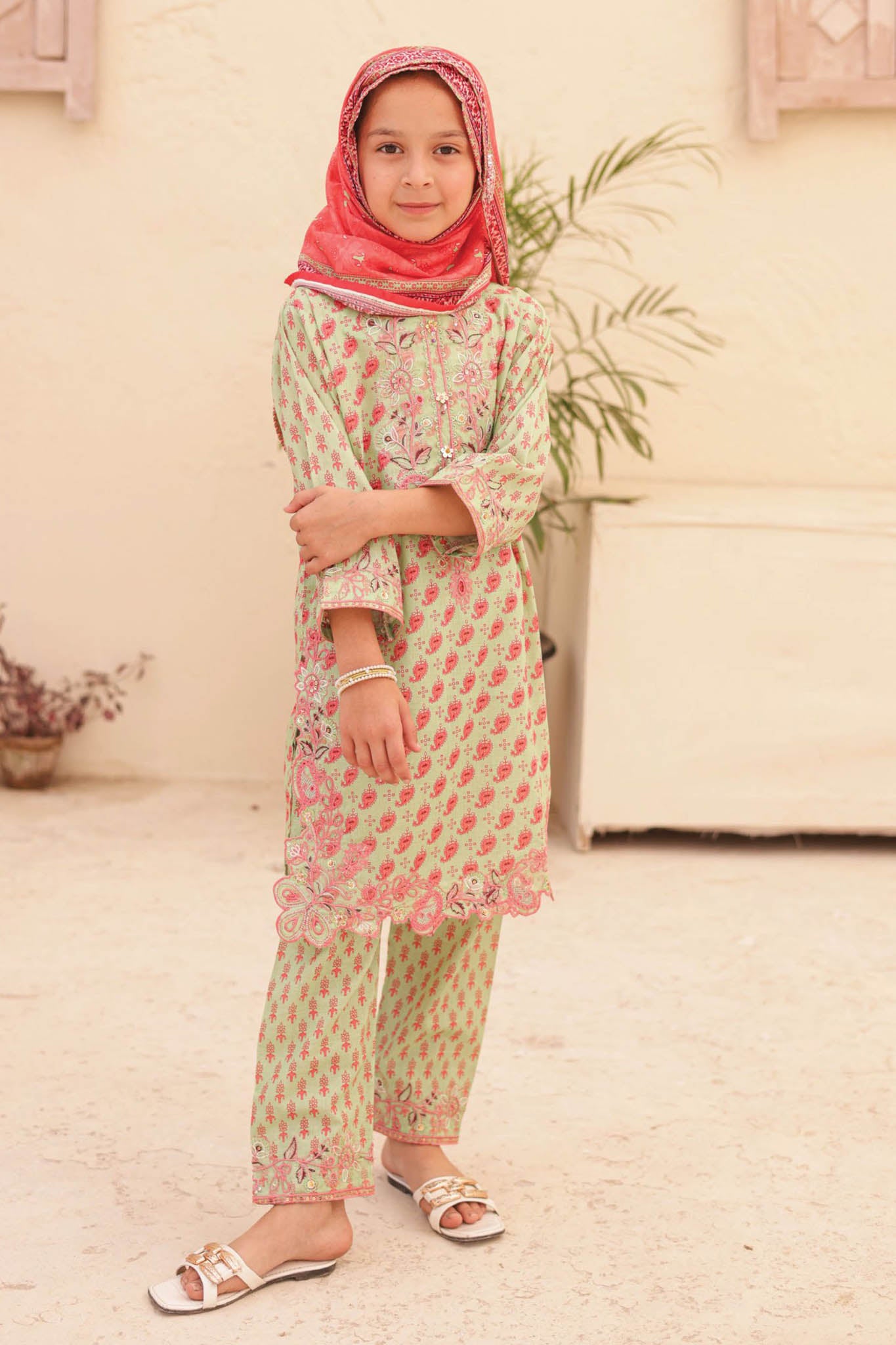 Shifa Girls By Suntex Stitched 3 Piece Summer Emb Lawn Collection'2024-SH-2421