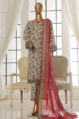 Bin Saeed Stitched 3 Piece Exc Printed Lawn Vol-02 Collection-SM-1758-Ferozi