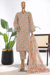 Bin Saeed Stitched 3 Piece Exclusive Printed Lawn Vol-03 Suit-SM-1836-Skin