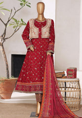 Bin Saeed Stitched 4 Piece Excusive Luxury Emb Frock Suit-SM-2567 MAROON
