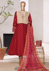 Bin Saeed Stitched 4 Piece Excusive Luxury Emb Frock Suit-SM-2567 MAROON